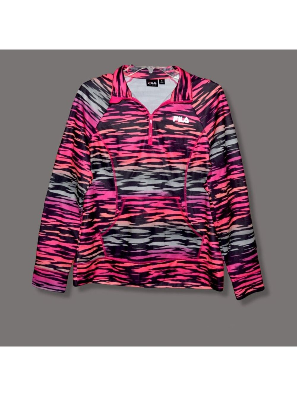 Fila Sport Women's Sz M Quarter Zip Mock Neck Athletic Running Shirt